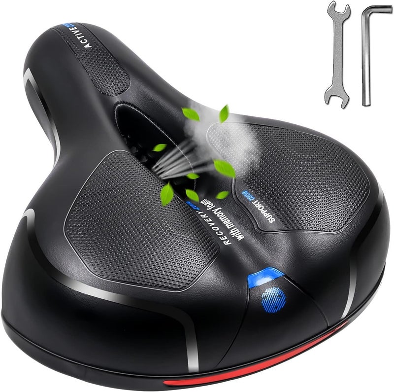 MSDADA Bike Seat - Bicycle Seats for Comfort Men Women Gel - Wide Stationary Exercise Mountain Bike Seats Parts - Memory Foam Waterproof Soft Bike Saddle - Bicycle Accessories for Adult Bikes - Image 1